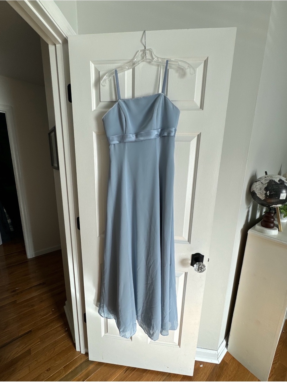 Light Blue Spaghetti Strap Evening Dress